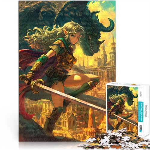 Puzzle für Jugendliche 1000 Teile Geschenke zum Suchbegriff: Herausfordernde Spiele Drachenelfenkrieger EIN Kunstwerk38x26cm von AITEXI