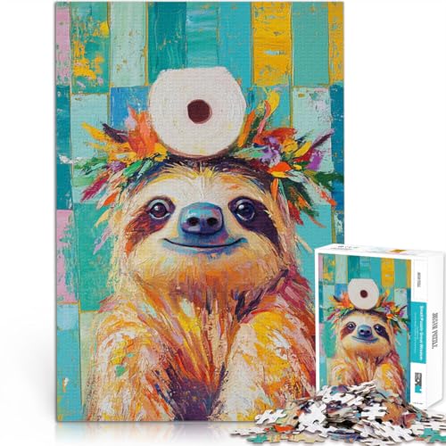 Puzzle für Jugendliche 2000 Teile Herausforderndes Spiel Faultier mit Toilettenpapierkrone Geeignet für die Schreibtischdekoration70x100cm von AITEXI