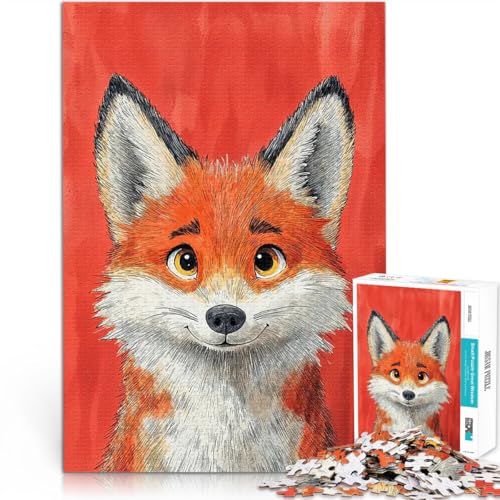 Puzzle für Jugendliche 1000 Teile Herausforderndes Spiel Lächelnde Fuchsillustration Lernspiel für Geburtstag, Weihnachten75x50cm von AITEXI