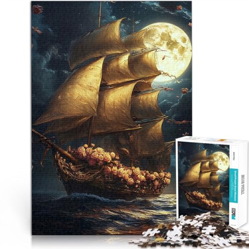 Puzzle für Jugendliche 1000 Teile Intellektuelles Spiel Segelbootlandschaft eignet ganze Familie38x26cm von AITEXI