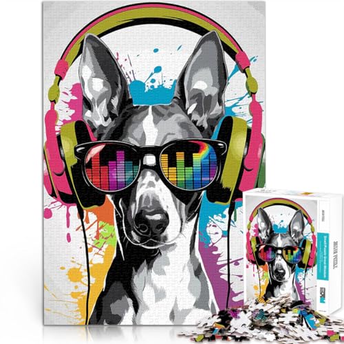 Puzzle für Jugendliche 1000 Teile Lernspiele DIY Spielzeug Hund mit Kopfhörern und Sonnenbrille Lernspiel für Geburtstag, Weihnachten38x26cm von AITEXI