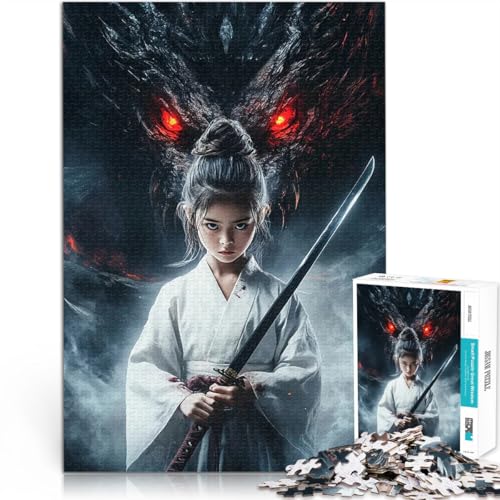 Puzzle für Jugendliche 1000 Teile Lernspiele DIY Spielzeug Junger Samurai und Drache Lernspiel für Geburtstag, Weihnachten75x50cm von AITEXI