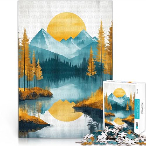 Puzzle für Jugendliche 1000 Teile Lernspiele Heimdekoration Goldener Sonnenuntergang Bergsee Lernspiel für Geburtstag, Weihnachten75x50cm von AITEXI