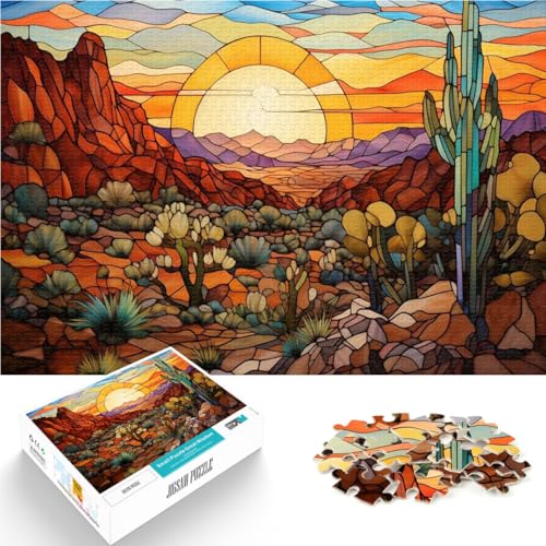 Puzzle für Jugendliche 1000 Teile Pädagogisches Spielzeug zum Stressabbau Buntglaswüste einzigartiges Herausforderungsspiel52x38cm von AITEXI