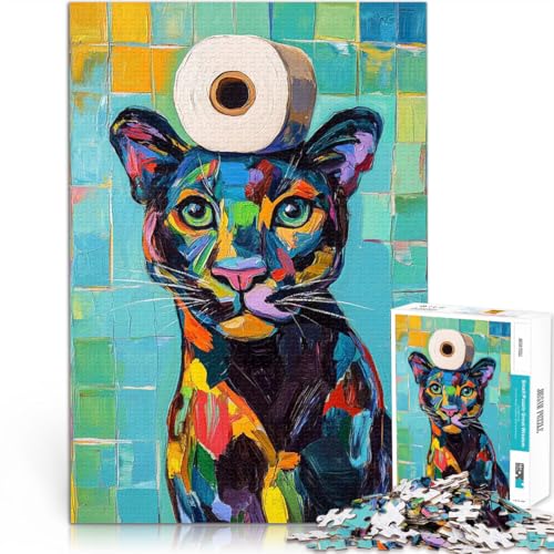 Puzzle für Jugendliche 1000 Teile Pädagogisches Spielzeug zum Stressabbau Panther mit Toilettenpapier Gutes Geschenk38x26cm von AITEXI