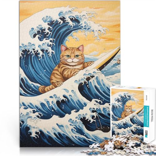 Puzzle für Jugendliche 1000 Teile Quizspiel Katze Surft auf Einer japanischen Welle Angebot als Geschenk für die ganze Familie70x100cm Puzzle für Jugendliche 1000 Teile Quizspiel Katze Surft auf Einer japanischen Welle Angebot als Geschenk für die ganze Familie70x100cm von AITEXI