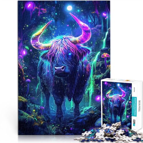 Puzzle für Jugendliche 1000 Teile Quizspiel Neon-Hochlandkuh im Wald Lustige Aktivitäten für zu Hause, Geburtstagsgeschenk, Reisegeschenk,75x50cm Puzzle für Jugendliche 1000 Teile Quizspiel Neon-Hochlandkuh im Wald Lustige Aktivitäten für zu Hause, Geburtstagsgeschenk, Reisegeschenk,75x50cm von AITEXI