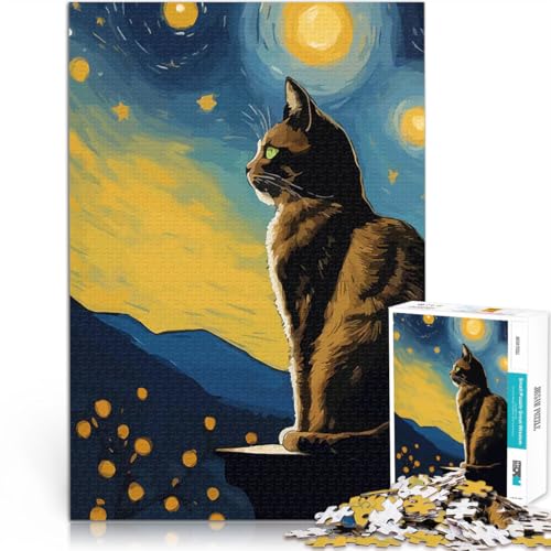 Puzzle für Jugendliche 1000 Teile Spielzeug-Intellektuelles Spiel Sternennachtkatze Lernspiel für Geburtstag, Weihnachten38x26cm Puzzle für Jugendliche 1000 Teile Spielzeug-Intellektuelles Spiel Sternennachtkatze Lernspiel für Geburtstag, Weihnachten38x26cm von AITEXI
