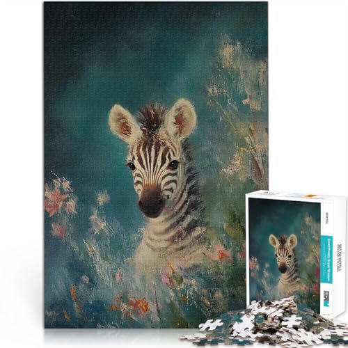 Puzzle für Jugendliche 1000 Teile Spielzeug-Intellektuelles Spiel Zebraporträt in Blüte Lernspiel für Geburtstag, Weihnachten52x38cm von AITEXI