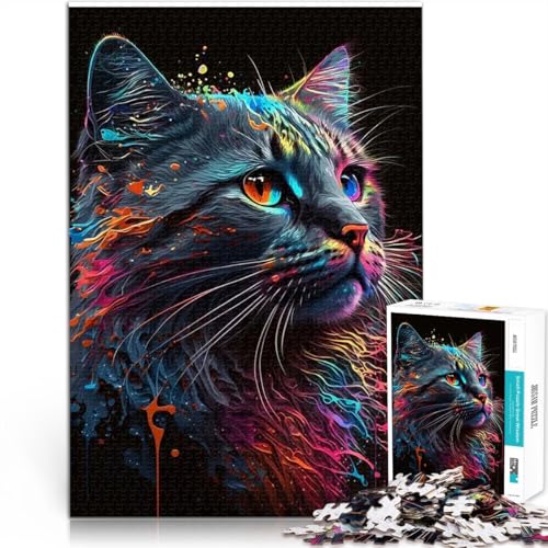 Puzzle für Jugendliche 1000 Teile Stressabbau-Spielzeug Amerikanische Bobtail-Katze Verbessern Sie das Gedächtnis52x38cm von AITEXI