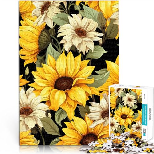 Puzzle für Jugendliche 1000 Teile Stressabbau-Spielzeug Sonnenblumen und Gänseblümchen Einzigartige Wohndekoration und Geschenke38x26cm von AITEXI