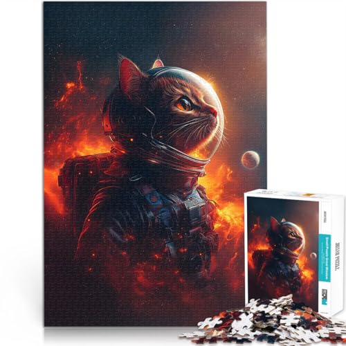 Puzzle für Jugendliche 1000 Teile Stressabbau-Spielzeug Weltraumkatze Astronaut eignet ganze Familie75x50cm von AITEXI