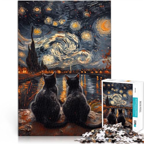 Puzzle für Teenager 1000 Teile Herausforderndes Spiel Die Sternennachtkatzen denn eignet ganze Familie75x50cm von AITEXI