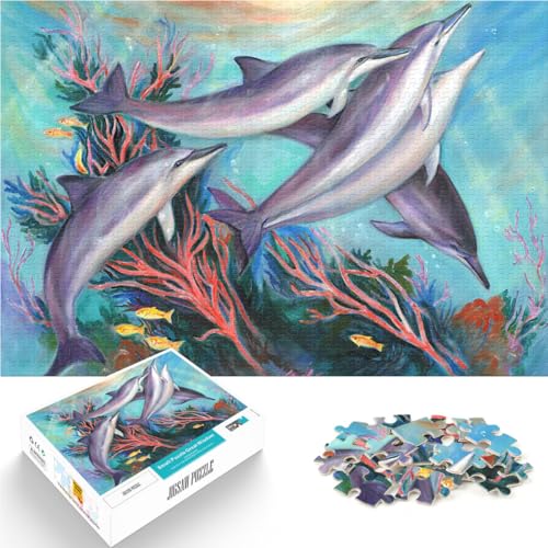 Puzzle für Teenager 1000 Teile Lernspiele DIY Spielzeug Delfine im Korallenriff mit vollständig ineinander greifenden, zufällig geformten Teilen38x26cm Puzzle für Teenager 1000 Teile Lernspiele DIY Spielzeug Delfine im Korallenriff mit vollständig ineinander greifenden, zufällig geformten Teilen38x26cm von AITEXI