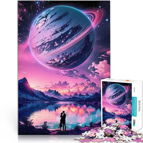 Puzzle für Teenager 2000 Teile Lernspiele DIY Spielzeug Paar unter dem Saturnplaneten Wunschliste mit dem Weihnachtsmann70x100cm von AITEXI
