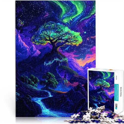 Puzzle für Teenager 1000 Teile Pädagogisches Familienspiel Neonbaum in den Bergen Die Liebe zwischen Paaren stärken75x50cm von AITEXI