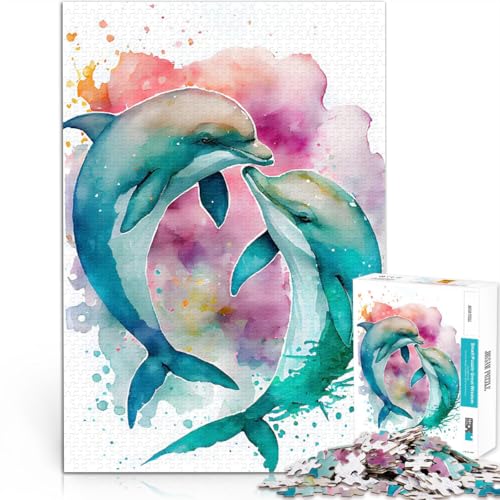 Puzzle für Teenager 1000 Teile Pädagogisches Spielzeug zum Stressabbau Liebesgeschichte eines Delfinpaares Geburtstagsgeschenk52x38cm von AITEXI