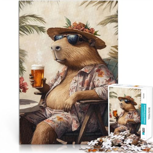 Puzzle für Teenager 1000 Teile Pädagogisches Spielzeug zum Stressabbau Wasserschwein mit Sonnenbrille Wichtelgeschenke38x26cm von AITEXI