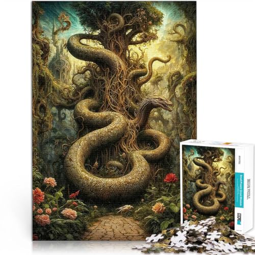 Puzzle für Teenager 1000 Teile Quizspiel Schlangenbaumwächter im Garten Eden Jedes Stück ist einzigartig – Anspruchsvolles Familienspiel70x100cm von AITEXI