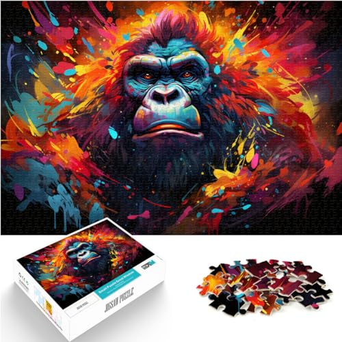 Puzzle für farbenfrohen, wütenden Orang-Utan, 1000 Teile, Puzzle, Holzpuzzle, Familienspiel, Stressabbau, schwieriges Herausforderungspuzzle (50 x 75 cm) von AITEXI