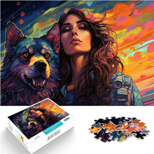 Puzzle für farbenfrohen Wolf und Besitzer, 300 Teile, Puzzle für Erwachsene, Puzzle aus Holz, Puzzle – anspruchsvolles Spiel (26 x 38 cm) von AITEXI