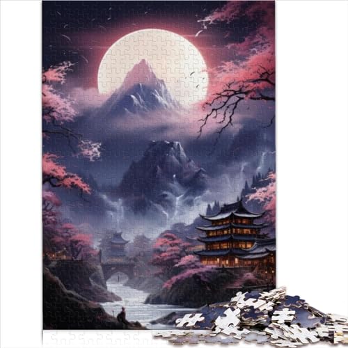 Puzzle mit Kirschblüten und ruhigem Fluss, Kunstpuzzle für Erwachsene, 1000 Teile, geeignet für Erwachsene und Jugendliche ab 12 Jahren, Kunstwerk von 1000 Stück (26 x 38 cm) von AITEXI