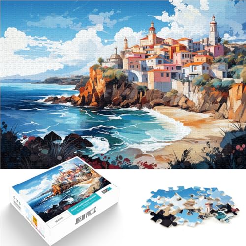 Puzzle zum Ausmalen, Arifana, Portugal, 300-teiliges Puzzle für Erwachsene, Holzpuzzle, Spaß für Aktivitäten zu Hause, Geburtstagsgeschenk, Reisegeschenke, (26 x 38 cm) von AITEXI