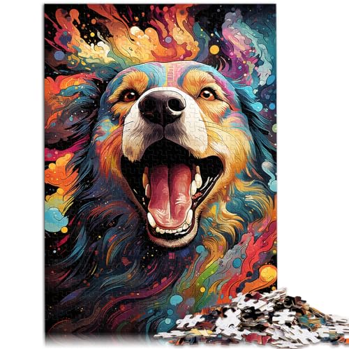 Puzzle zum Ausmalen, Schäferhund-Puzzle, 500 Teile, Holzpuzzle, Lernspiele, Heimdekorationspuzzle (38 x 52 cm) von AITEXI