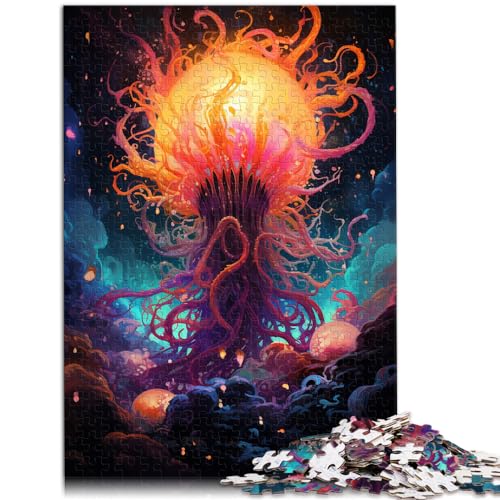 Puzzles, farbenfrohes, psychedelisches Weltraum-Oktopus-Gemälde, 1000 Teile, Puzzle aus Holz, schwieriges, schweres Puzzle für Frauen und Männer (50 x 75 cm) von AITEXI