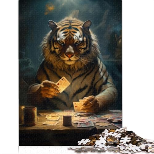 Puzzles 1000 Teile für Erwachsene, Tiger-Poker-Puzzles, Holzpuzzles, Geschenk für Kinder ab 12 Jahren, als Geschenk für die ganze Familie und die 1000 Teile (50 x 75 cm) von AITEXI