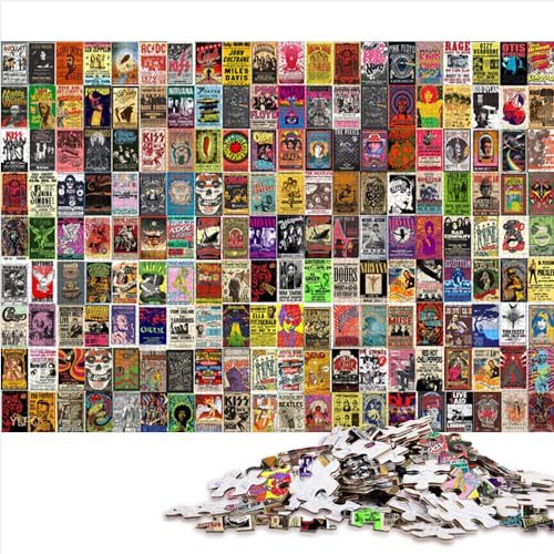 Puzzles 1000-teiliges Puzzle, Lernspiele, Vintage-Collage, Holzpuzzle für Erwachsene, Familienpuzzle, praktisches Spiel, Familiendekoration, 1000 Stück (50 x 75 cm) von AITEXI