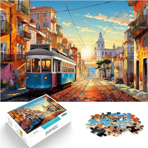 Puzzles Buntes Lissabon für Erwachsene Puzzles 1000 Teile Holzpuzzle Spielzeug Puzzles Lernspiele Stressabbauende Puzzles （50x75cm） von AITEXI