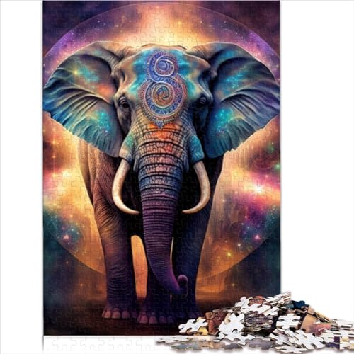 Puzzles Geschenk 1000 Teile Puzzle für Erwachsene Kinder Elefant buntes Tier 100% recycelter Karton für Erwachsene Kinder Lernspiel Herausforderungsspielzeug (26 x 38 cm) von AITEXI