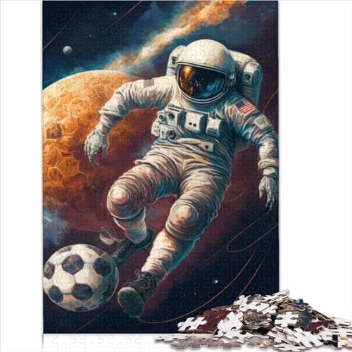 Puzzles Geschenk Astronaut spielt Fußball 1000 Puzzles für Erwachsene 1000 Teile 100% recycelter Karton für Erwachsene Kinder Familienaktivitätspuzzle 1000 Teile (26 x 38 cm) von AITEXI