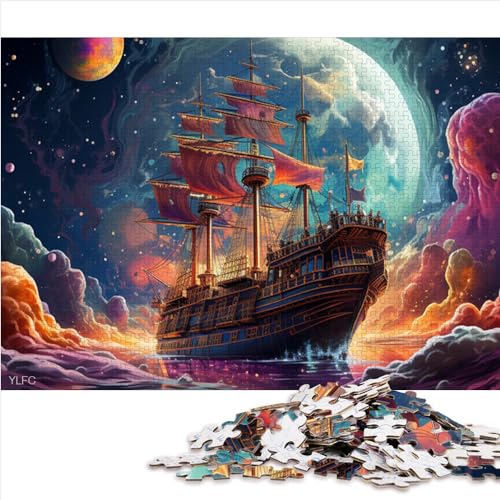Puzzles Geschenk Galaxie Piratenschiff 1000 Teile Puzzle für Erwachsene Kinder 100% recycelter Karton für Erwachsene Kinder Familienspaß Puzzles 1000 Teile (26 x 38 cm) von AITEXI