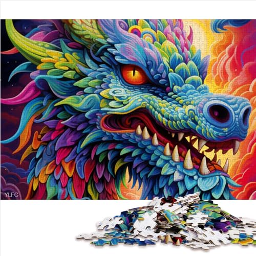 Puzzles Geschenk Psychedelic Art Dragon Erwachsene Puzzles 1000 Teile Holzpuzzle für Erwachsene Kinder Lernen Lernspielzeug Familienspiele 1000 Stück (50 x 75 cm) von AITEXI