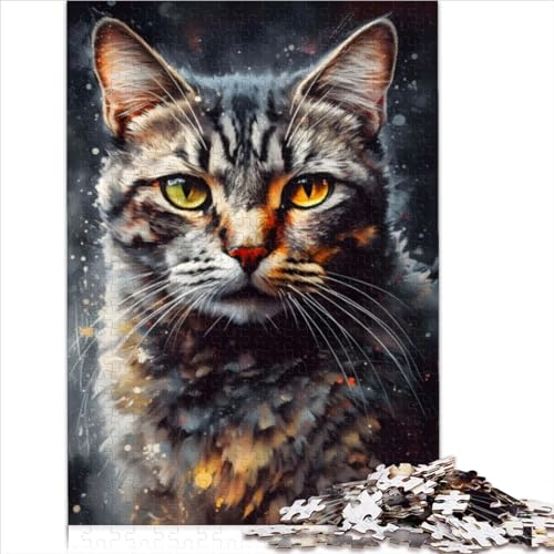 Puzzles for Adults & Kids 1000 Piece Jigsaw Cat Oil Paint Portrait Wooden Jigsaw for Adults is ideal as a Gift for The Whole Family Staycation Kill time （50x75cm） von AITEXI