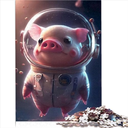 Puzzles for Adults & Kids Astronaut Space Pig Jigsaw Puzzle 1000 Piece Wooden Puzzles for Adults is ideal as a Gift for The Whole for Adults and Kids （50x75cm） von AITEXI
