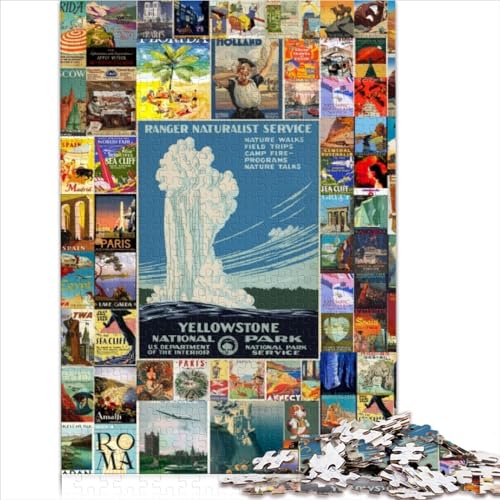 Puzzles für Erwachsene, Erwachsene und Kinder, Vintage-Reise-Wandkunst, 100% recycelter Karton für Erwachsene, 1000 Teile, Puzzle-Geschenke, Geschenk für Erwachsene und Kinder (26 x 38 cm) von AITEXI
