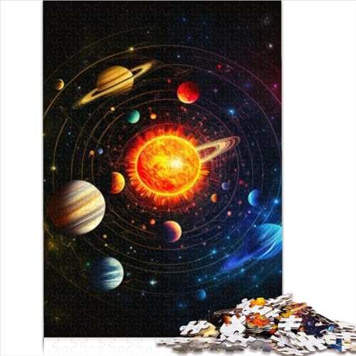 Puzzles für Erwachsene, Geschenke, 1000-teiliges Puzzle, Sonnensystem-Neon-Holzpuzzle für Erwachsene und Kinder ab 10 Jahren, Lernpuzzle, 1000 Teile (50 x 75 cm) von AITEXI