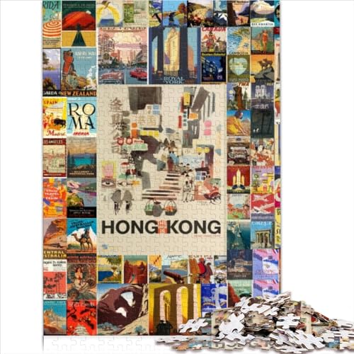 Puzzles für Erwachsene Erwachsene Puzzle Vintage Reise Wandkunst Kartonpuzzle für Erwachsene und Kinder Weihnachtswunschliste mit Weihnachtsmann 1000 Stück (26 x 38 cm) von AITEXI