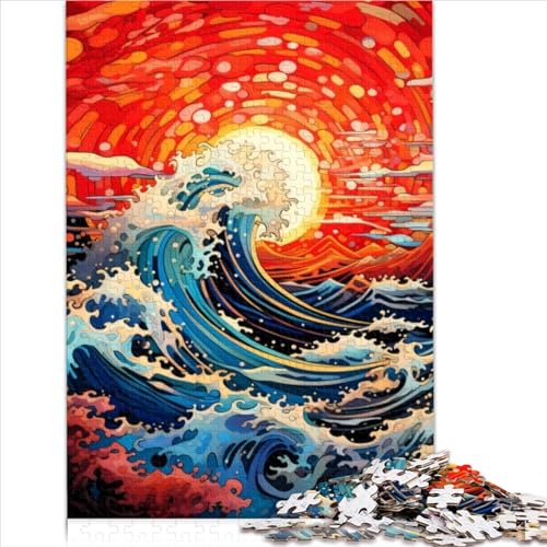 AITEXI Japanische Welle Kanagawa 1000-teiliges Puzzle, Ukiyo-e Stil, Karton, Experten Niveau, 1000 Puzzleteile, 1 Stück, 26x38 cm, Ab 8 Jahren, Unisex, Für Erwachsene und Kinder ab 12 Jahren von AITEXI