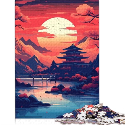 AITEXI Puzzle für Erwachsene und Kinder, Japan Village Sunset, 1000-teiliges Puzzle, Premium-Karton, Ab 8 Jahren, 26 x 38 cm von AITEXI