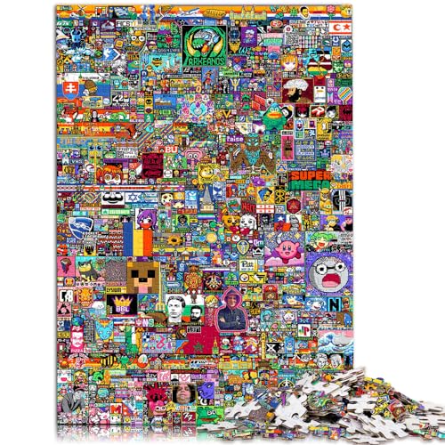 Puzzles für Puzzlewelt Pixel Art Puzzle für Erwachsene 1000 Holzpuzzle Lernpuzzlespiel für Geburtstag, Weihnachten (50 x 75 cm) von AITEXI
