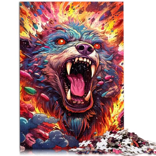 Puzzlespiel, gewalttätiger Kriegerbär, für Erwachsene, 300 Teile, Puzzle-Geschenke, Holzpuzzle, entspannendes geistiges Lernspielzeug (26 x 38 cm) von AITEXI