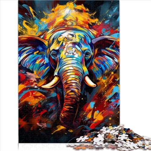 Puzzlespiel für Erwachsene, Psychedelischer Elefant, schwierig, schwer, Premium-Recycling-Brett für Erwachsene, Kinder, Jungen, Mädchen, Geschenk, Weihnachts-Puzzle-Geschenke (26 x 38 cm) von AITEXI