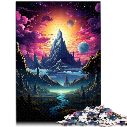Puzzlespiele, farbenfrohe Fantasielandschaft, 300-teiliges Puzzle für Erwachsene, Holzpuzzle ganze Familie und das (26 x 38 cm) von AITEXI
