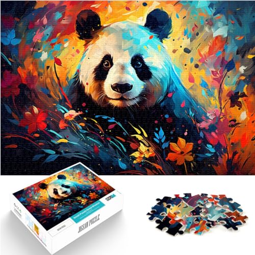 Puzzlespiele, farbenfrohes psychedelisches Panda-Puzzle, 300 Teile, Holzpuzzle für anspruchsvolles Puzzlespiel und Familienspiel (26 x 38 cm) von AITEXI