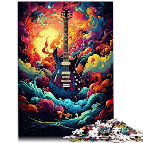 Puzzlespiele Bunte Psychedelia des Gitarren-Souls für Erwachsene, 1000-teiliges Puzzle aus Holz, jedes Teil ist einzigartig – anspruchsvolles, unterhaltsames Spiel (50 x 75 cm) von AITEXI