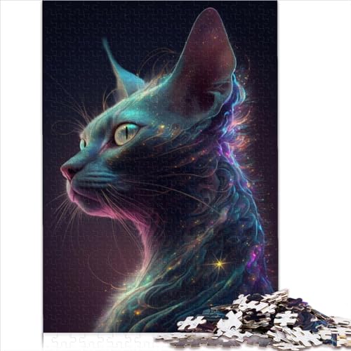 Schwierige schwere Puzzles, Galaxy Siam Cat, 1000-teiliges Puzzle für Erwachsene und Kinder, Holzpuzzle für Erwachsene und Kinder, Heimdekoration, Puzzle (50 x 75 cm) von AITEXI